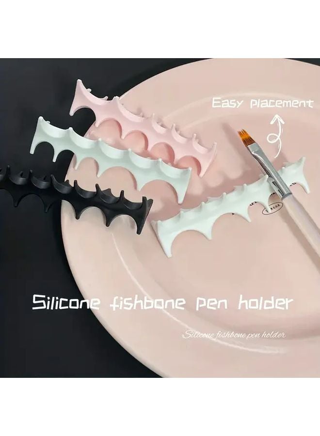 Pink Non Slip Silicone Pen Holder Mount 3 Sided Organizer For Desk Office Art Supplies - Image 2